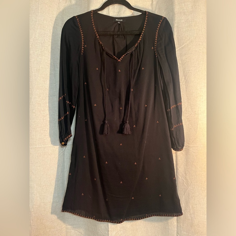 Madewell Black and Orange Witchy Cottagecore Mini Dress